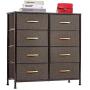 WAYTRIM 4-Tier Wide Drawer Dresser, Storage Unit with 8 Easy Pull Fabric Drawers and Metal Frame, Wood Top, Organizer Unit for Bedroom, Hallway, Entryway, Closets, 31.5 x 11.81 x 32.12 Inches - Brown