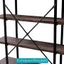 SUPERJARE 5-Shelf Industrial Bookshelf, Open Etagere Bookcase with Metal Frame, Rustic Book Shelf, Storage Display Shelves, Wood Grain - Vintage Brown