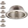 TORCHSTAR 6 Inch Recessed Can Light Trim with Satin Nickel Metal Step Baffle, Detachable Iron Ring Included, Fit Halo and Juno Remodel Recessed Housing, Pack of 6