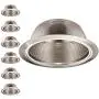 TORCHSTAR 6 Inch Recessed Can Light Trim with Satin Nickel Metal Step Baffle, Detachable Iron Ring Included, Fit Halo and Juno Remodel Recessed Housing, Pack of 6