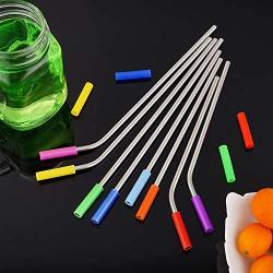 Stainless Steel Straws,Set of 16 10.5'' 8.5'' Metal Straws,Eco Friendly Reusable Drinking Straws for 16 20 24 30 oz Yeti Rtic Tumbler,Extra Long Metal Straws with 24 Silicone Tips,4 Cleaning Brushes