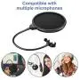 Pop Filter, Mic Pop Filter Windscreen,Swivel with Double Layer Sound Shield Guard Windscreen for Mic, With Flexible 360° Gooseneck and Metal Stabilizing