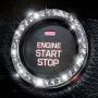 Bling Car Crystal Rhinestone Ring Emblem Sticker, Car Interior Decoration, Bling Car Accessories for Women, Push to Start Button, Key Ignition Starter & Knob Ring (Silver, 1 Row Rhinestones)