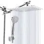 Kaqinu Shower Head , 8 High Pressure Rainfall Shower Head / Handheld Showerhead Combo with 11” Extension Arm, Anti-leak Shower Head with Holder/ Hose, Flow Regulator, Chrome Kaqinu Shower Head , 8 High Pressure Rainfall Shower Head / Handheld Showerhead Combo with 11” Extension Arm, Anti-leak Shower Head with Holder/ Hose, Flow Regulator, Chrome
