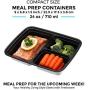 Freshware Meal Prep Containers [150 Pack] 3 Compartment with Lids, Food Storage Containers, Bento Box, BPA Free, Stackable, Microwave/Dishwasher/Freezer Safe (24 oz)