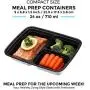 Freshware Meal Prep Containers [150 Pack] 3 Compartment with Lids, Food Storage Containers, Bento Box, BPA Free, Stackable, Microwave/Dishwasher/Freezer Safe (24 oz)