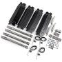 PETKAO Universal Grill Parts Kit, Adjustable Stainless Steel 14'' to 19'' Grill Burners, Porcelain Steel 14'' up to 22'' L Flame Tamer Heat Plate Shield Fit Nexgrill, Charbroil, Kenmore and Most Gas Grill