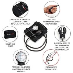 PARAMED Aneroid Sphygmomanometer – Manual Blood Pressure Cuff with Universal Cuff 8.7 - 16.5'' and D-Ring – Carrying Case in The kit – Black – Stethoscope Not Included