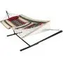 Sunnydaze Cotton Rope Freestanding Hammock with 12 Foot Portable Steel Stand and Spreader Bar, Pad and Pillow Included, Modern Lines