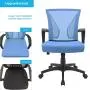 Furmax Office Chair Mid Back Swivel Lumbar Support Desk Chair, Computer Ergonomic Mesh Chair with Armrest (Blue)
