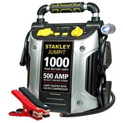 STANLEY J5C09 JUMPiT Portable Power Station Jump Starter: 1000 Peak/500 Instant Amps, 120 PSI Air Compressor, USB Port, Battery Clamps