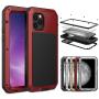CarterLily iPhone 11 Pro Max Case, Full Body Shockproof Dustproof Waterproof Aluminum Alloy Metal Gorilla Glass Cover Case for Apple iPhone 11 Pro Max 6.5 inch (Red)