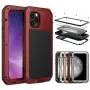 CarterLily iPhone 11 Pro Max Case, Full Body Shockproof Dustproof Waterproof Aluminum Alloy Metal Gorilla Glass Cover Case for Apple iPhone 11 Pro Max 6.5 inch (Red)