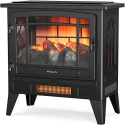 TURBRO Suburbs TS25 Electric Fireplace Infrared Heater - Freestanding Fireplace Stove with Adjustable Flame Effects, Overheating Protection, Timer, Remote Control - 25'' 1400W Black