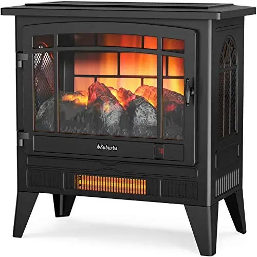 TURBRO Suburbs TS25 Electric Fireplace Infrared Heater - Freestanding Fireplace Stove with Adjustable Flame Effects, Overheating Protection, Timer, Remote Control - 25'' 1400W Black TURBRO Suburbs TS25 Electric Fireplace Infrared Heater - Freestanding Fireplace Stove with Adjustable Flame Effects, Overheating Protection, Timer, Remote Control - 25'' 1400W Black