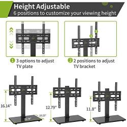 AM alphamount Universal TV Stand Table Top TV Base for 26-55 Inch LED LCD OLED Flat Screen TVs Max VESA 400x400mm Height Adjustable TV Mount Stand Holds up to 88lbs with Tempered Glass Base APTVS06