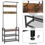 Homfa Coat Rack Shoes Bench, Hall Tree Entryway Shelf with Metal Frame, 3 in 1 Design Coat Stand Entryway Organizer, with Adjustable Feet and 9 Rounded Hooks, Wood Look Accent Furniture-Rustic Brown Homfa Coat Rack Shoes Bench, Hall Tree Entryway Shelf with Metal Frame, 3 in 1 Design Coat Stand Entryway Organizer, with Adjustable Feet and 9 Rounded Hooks, Wood Look Accent Furniture-Rustic Brown