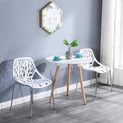 Bonnlo Modern Stackable Chair Set of 4 Kitchen Dining Chair Birch Sapling Comfy Chairs for Indoor Use (White)