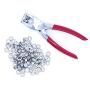 Ram-Pro 1/4'' Grommet Eyelet Setter Plier, Hole Punch Tool Kit with 100 Silver Metal Eyelets Grommets