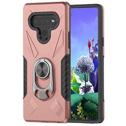 Topnow for LG K51 Case, LG Reflect Case, LG Q51 Case, [Military Grade] 12ft Drop Tested Rotatable Metal Ring Holder Compatible with Magnetic Car Kickstand Case for LG K51 (Rose Gold)