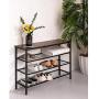 Shoe Rack, 4-Tier Shoe Shelf, Industrial Shoe Storage Organizer with 3 Metal Mesh Shelves and Large Surface for Bags, Ideal for Entryway, Hallway, Closet, Bedroom, Garage Easy Assembly, Fits 12 Shoes