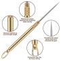 3 Pcs Portable Titanium Toothpicks Pocket Toothpick Metal Toothpick Holder Brass Color Reusable Toothpick for Outdoor Picnic and Camping,