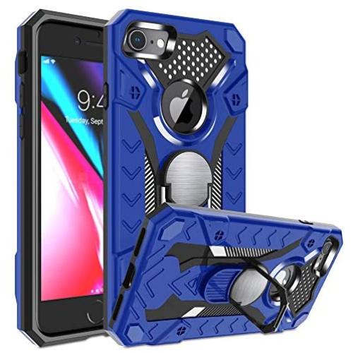 iPhone 7 case | iPhone 8 case | Metal 360 Degree Ring Kickstand | Atump Military Grade 15ft. Drop Shockproof Tested Protective case | Car Mount Phone case for iPhone 7 and iPhone 8 Blue