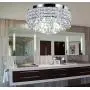New Galaxy 4-Light Chrome Finish Metal Shade Flushmount Crystal Chandelier Ceiling Fixture