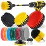 Holikme 20Piece Drill Brush Attachments Set, Scrub Pads & Sponge,Buffing Pads，Power Scrubber Brush with Extend Long Attachment，Car Polishing Pad Kit