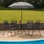 Flash Furniture Nantucket 6 Piece Black Patio Garden Set with Table, Umbrella and 4 Folding Chairs Flash Furniture Nantucket 6 Piece Black Patio Garden Set with Table, Umbrella and 4 Folding Chairs