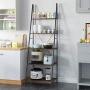 HOMFA Ladder Shelf, 5 Tier Vintage Bookcase, Multifunctional Bookshelf Plant Flower Stand Storage Rack Shelves, Wood Look Accent Metal Frame Modern Furniture Home Office
