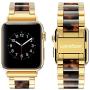Wearlizer Tortoise Resin Compatible with Apple Watch Bands 38mm 40mm Womens Mens for iWatch Wristbands Gold Stainless Steel Replacement Classic Strap Sleek Bracelet Metal Buckle Series 5 4 3 2 1 Sport
