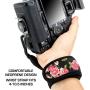 USA GEAR Professional Camera Grip Hand Strap with Floral Neoprene Design and Metal Plate - Compatible with Canon , Fujifilm , Nikon , Sony and more DSLR , Mirrorless , Point & Shoot Cameras