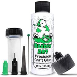 Bearly Art Precision Craft Glue - The Original - 4fl oz - Tip Kit Included - Dries Clear - Metal Tip - Wrinkle Resistant - Flexible and Crack Resistant - Strong Hold Adhesive - Made in USA