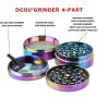 DCOU Rainbow Herb Grinders 2.2 Inches 4 Parts Zinc Alloy Pollen Grinder Colorful Metal Grinder