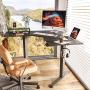 FEZIBO L-Shaped Electric Standing Desk, 48 Inches Height Adjustable Corner Desk, Full Sit Stand Home Office Table with Splice Board, Black Frame/Black Top FEZIBO L-Shaped Electric Standing Desk, 48 Inches Height Adjustable Corner Desk, Full Sit Stand Home Office Table with Splice Board, Black Frame/Black Top