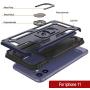 Punkcase iPhone 11 Case [ArmorShield Series] Military Style Protective Dual Layer Case W/Metal Ring Grip Holder & Kickstand | Full Body Protection for Apple iPhone 11 (6.1'') [Blue]
