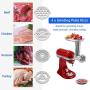 X Home Meat Grinder Attachment Compatible with Kitchenaid Stand Mixer, Durable Metal Food Grinder Attachment with 2 Sausages Stuffing Tubes, 3 Grinding Blades, 4 Grinding Plates, Not Dishwasher Safe