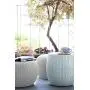 Keter Urban Knit Pouf Ottoman Set of 2 with Storage Table for Patio and Room Décor-Perfect for Balcony, Deck, and Outdoor Seating, Grey & White