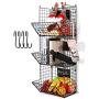 3 Tier Hanging Wire Basket - Wall Mounted Storage Bins for Pantry with Removable Chalkboards, Kitchen Fruit and Vegetable Storage Baskets, Metal Shelves Pantry Organization Containers Rack Produce Bin