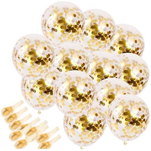 SINKSONS 20 Pieces Gold Confetti Balloons, 12 Inches Party Balloons With Golden Paper Confetti Dots For Party Decorations Wedding Decorations And Proposal (Gold) SINKSONS 20 Pieces Gold Confetti Balloons, 12 Inches Party Balloons With Golden Paper Confetti Dots For Party Decorations Wedding Decorations And Proposal (Gold)