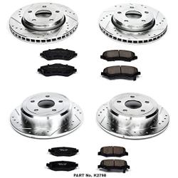 Power Stop K2798 Front and Rear Z23 Carbon Fiber Brake Pads with Drilled & Slotted Brake Rotors Kit