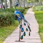 TERESAS COLLECTIONS 35 inch Metal Peacock Decor Garden Statues and Sculptures, Garden Art Sculptures Standing Indoor Outdoor for Backyard Porch Patio Lawn Decorations