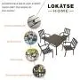LOKATSE HOME 5 Piece Patio Dining Metal Outdoor Armrest Chairs and 37'' Larger Square Table Set Umbrella Hole 1.57'', Black LOKATSE HOME 5 Piece Patio Dining Metal Outdoor Armrest Chairs and 37'' Larger Square Table Set Umbrella Hole 1.57'', Black