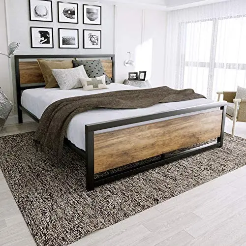 Amolife Queen Bed Frame with Headboard,Platform Metal Bed Frame with Footboard,Mattress Foundation,Strong Slat Support,No Box Spring Needed Amolife Queen Bed Frame with Headboard,Platform Metal Bed Frame with Footboard,Mattress Foundation,Strong Slat Support,No Box Spring Needed