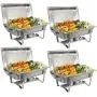 Rectangular Chafing Dish Full Size Chafer Dish Set 4 Pack of 8 Quart Stainless Steel Frame (4)