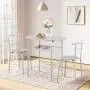 Giantex 3 Piece Dining Set Compact 2 Chairs and Table Set with Metal Frame and Shelf Storage Bistro Pub Breakfast Space Saving for Apartment and Kitchen (Silver & Natural) Giantex 3 Piece Dining Set Compact 2 Chairs and Table Set with Metal Frame and Shelf Storage Bistro Pub Breakfast Space Saving for Apartment and Kitchen (Silver & Natural)