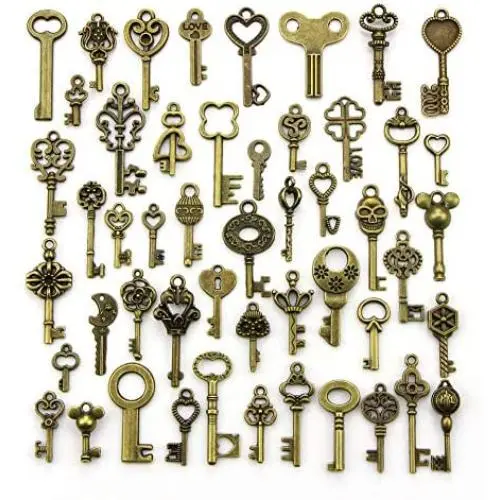 Pack of 50 Pieces Antique Bronze Vintage Petite Size Key Charms DIY Necklace Pendant for Handmade Jewelry Making-Petite Size Pack of 50 Pieces Antique Bronze Vintage Petite Size Key Charms DIY Necklace Pendant for Handmade Jewelry Making-Petite Size