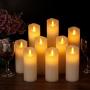 Vinkor Flameless Candles Led Candles Set of 9(H 4'' 5'' 6'' 7'' 8'' 9'' xD 2.2'') Ivory Real Wax Battery Operated Candles with Moving LED Flame & 10-Key Remote Control 2/4/6/8 Hours Timer