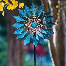 SteadyDoggie Wind Spinner Emerald 61in Single Blade Easy Spinning Kinetic Wind Spinner for Outside – Vertical Metal Sculpture Stake Construction for Outdoor Yard Lawn & Garden